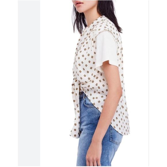 Free People Mornings in Marrakesh Tie Sleeveless Blouse SIze L NWT - Picture 2 of 9